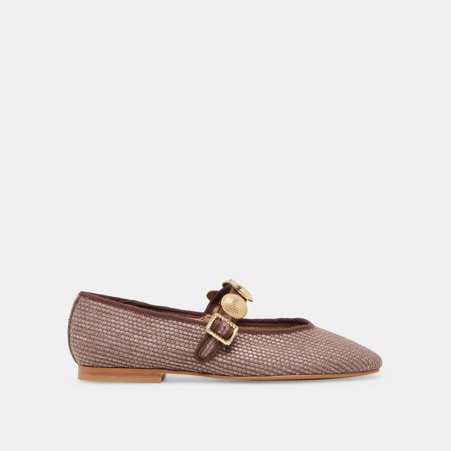 relan ballerinas aus walnuss-raffia