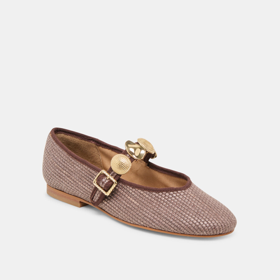 relan ballerinas aus walnuss-raffia