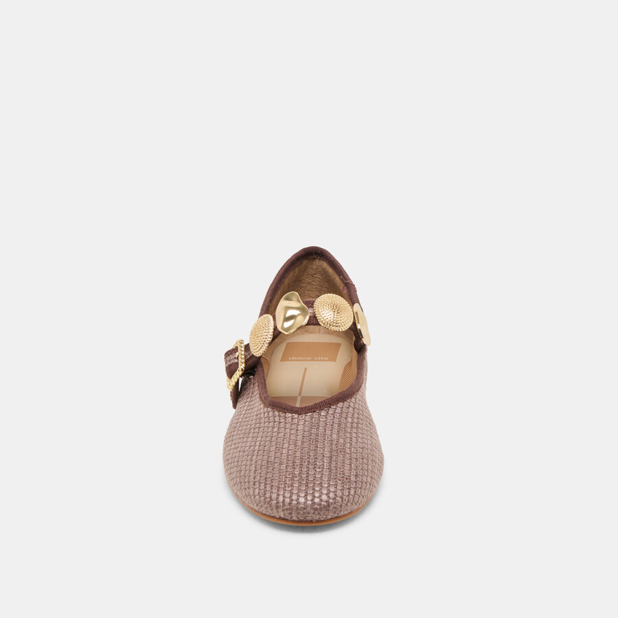 relan ballerinas aus walnuss-raffia