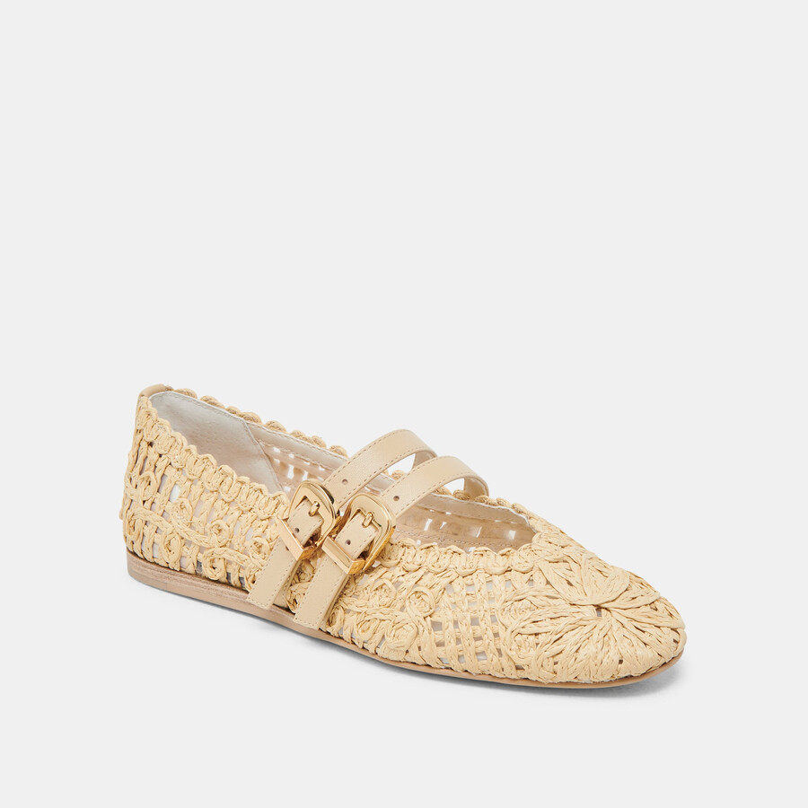 baylee sunflower wide ballerinas hell natur makramee
