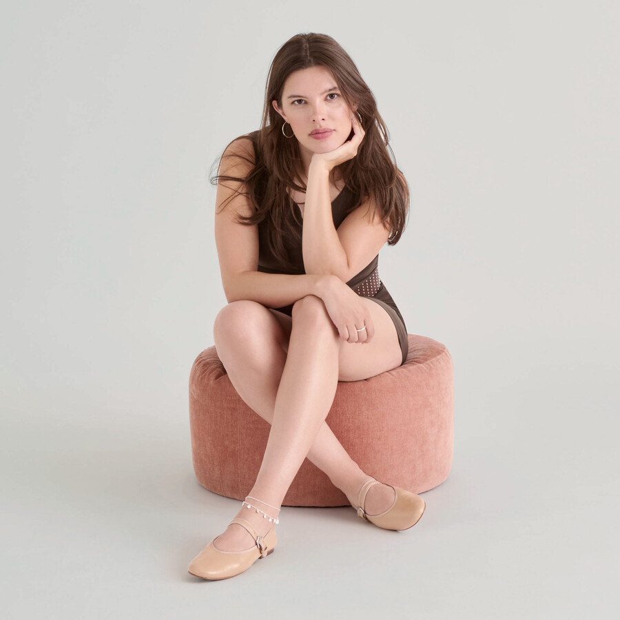roslyn ballerinas aus hellbraunem leder