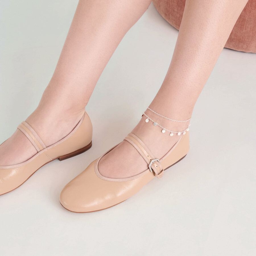 roslyn ballerinas aus hellbraunem leder