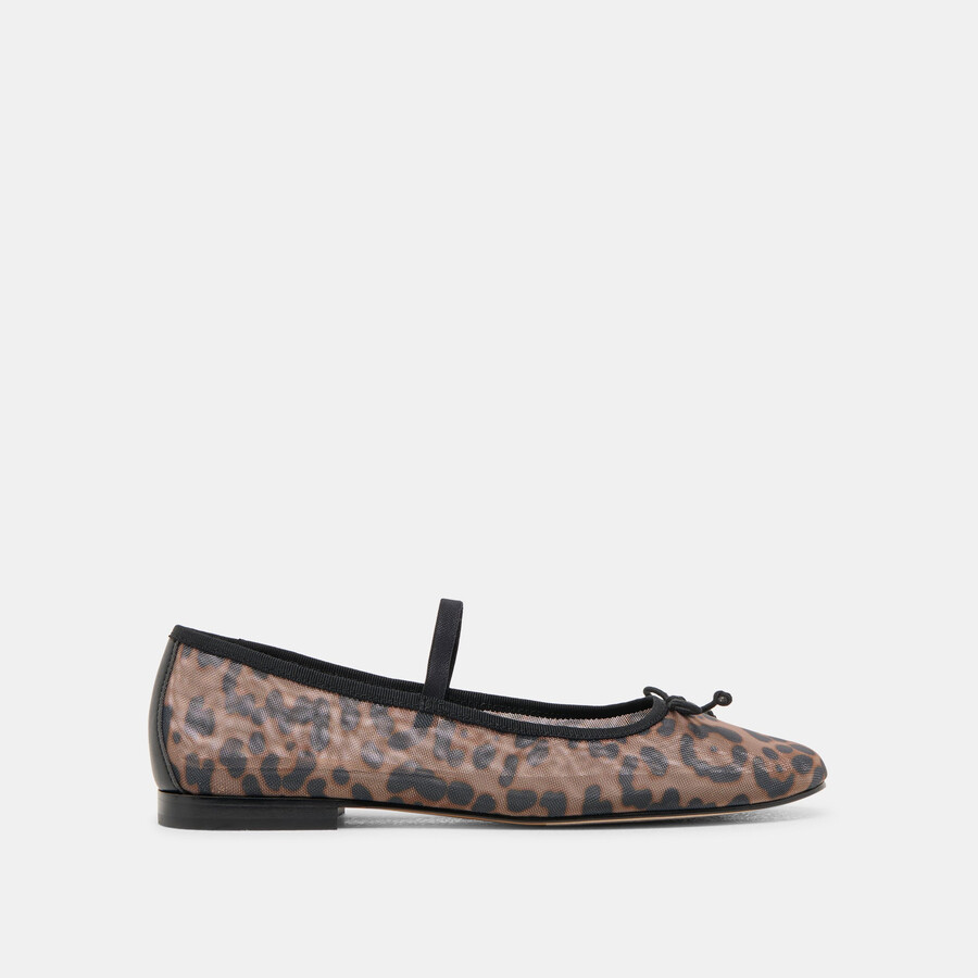 cadel ballerinas mit dunklem leopardenmuster und mesh