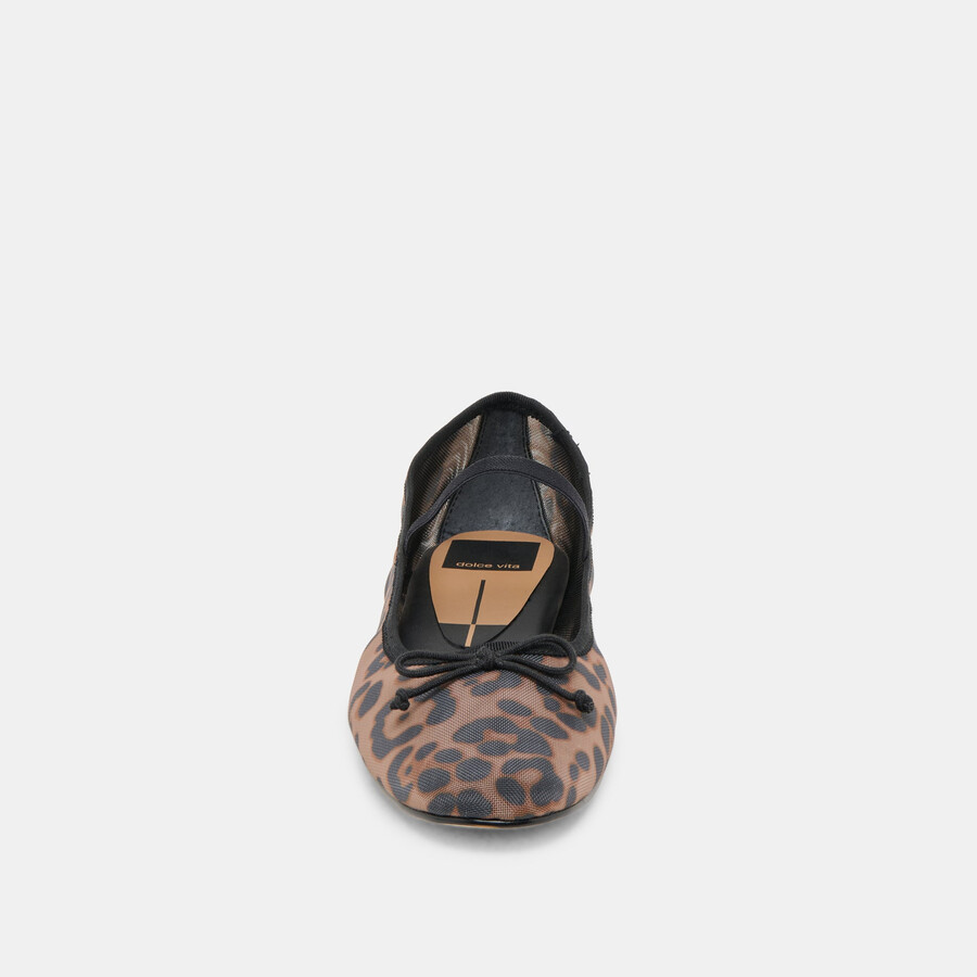 cadel ballerinas mit dunklem leopardenmuster und mesh