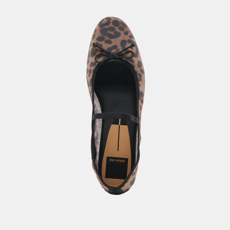 cadel ballerinas mit dunklem leopardenmuster und mesh
