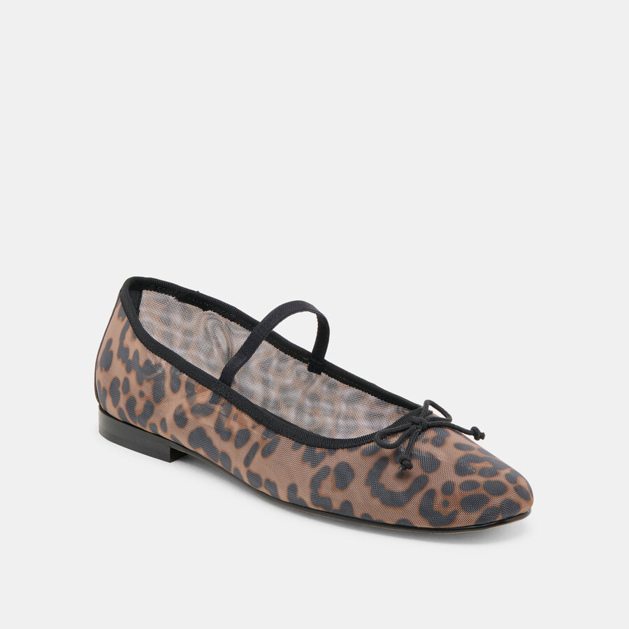 cadel ballerinas mit dunklem leopardenmuster und mesh