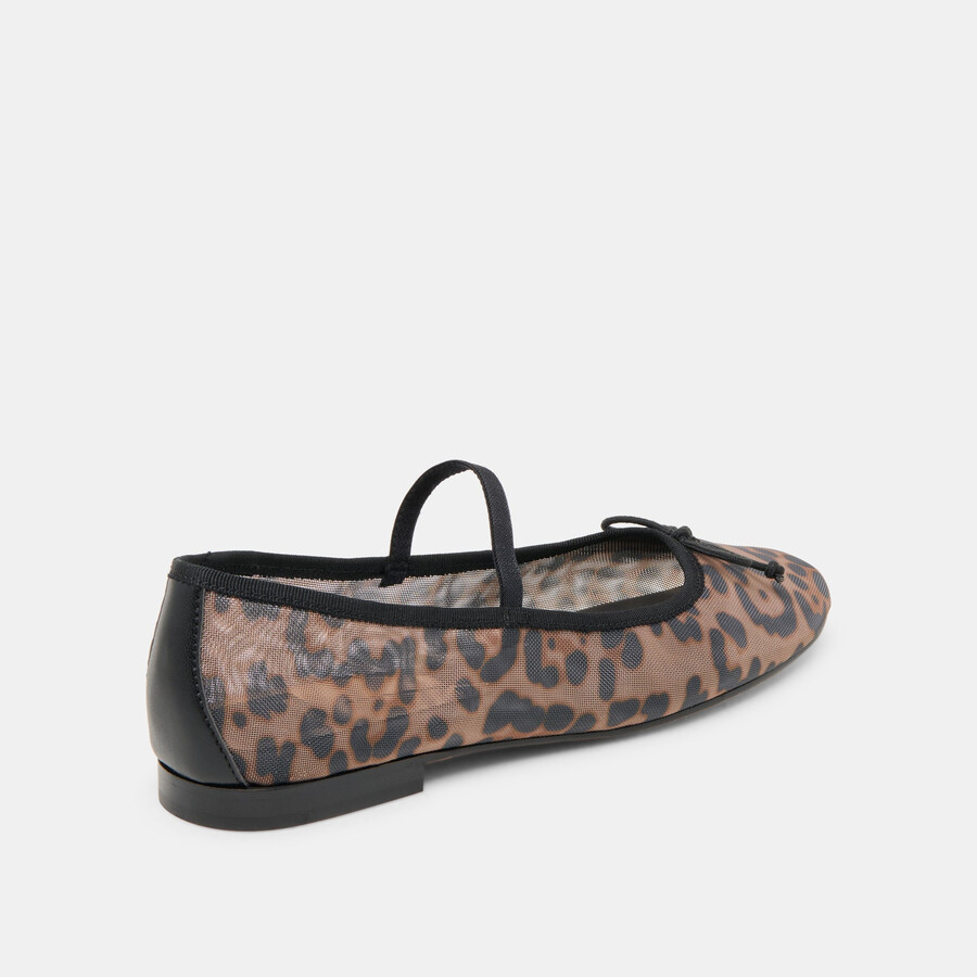 cadel ballerinas mit dunklem leopardenmuster und mesh