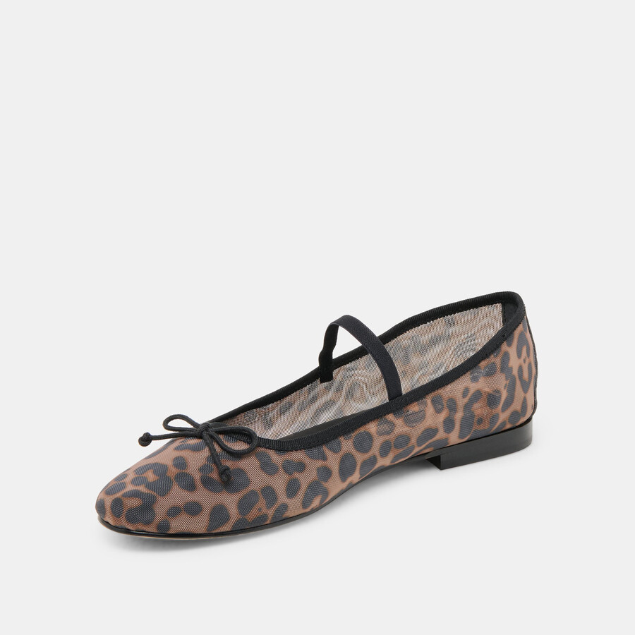 cadel ballerinas mit dunklem leopardenmuster und mesh
