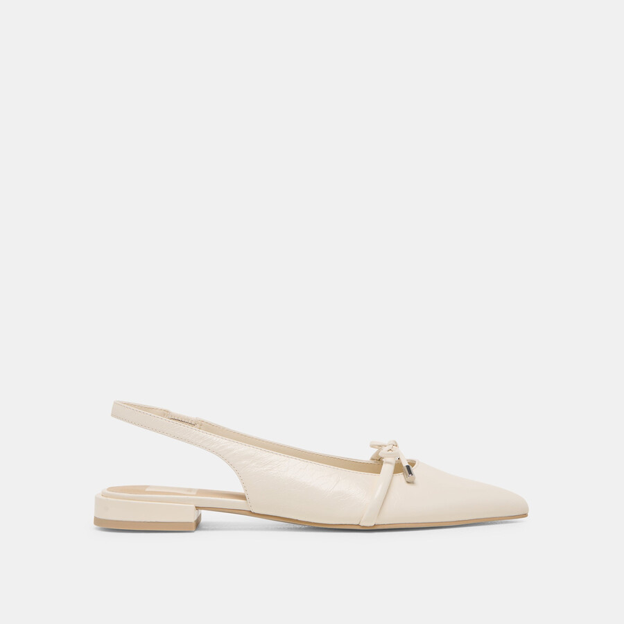 payge flats off white crinkle lackleder