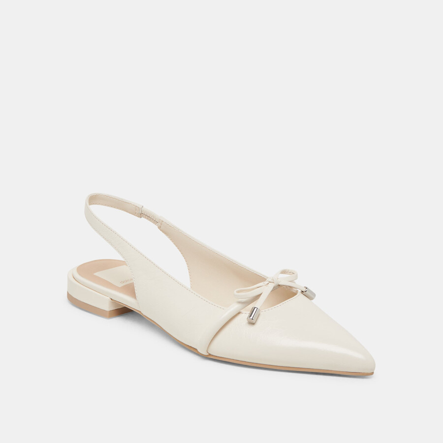 payge flats off white crinkle lackleder