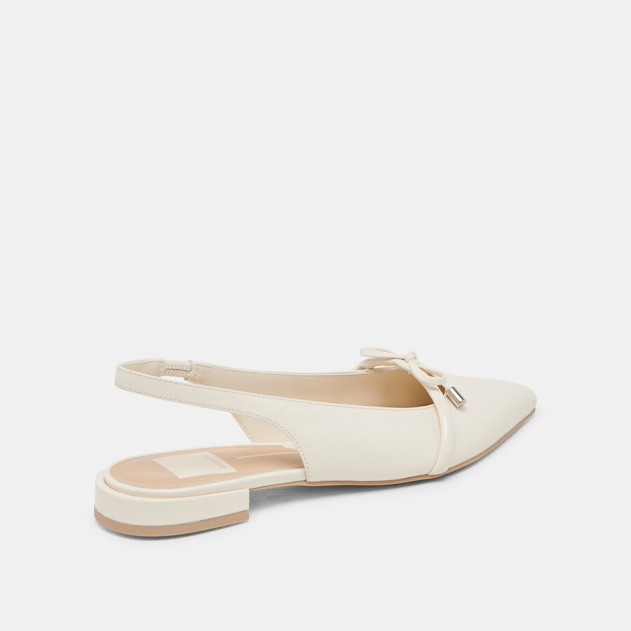 payge flats off white crinkle lackleder