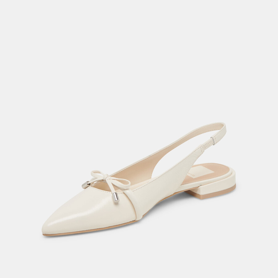 payge flats off white crinkle lackleder