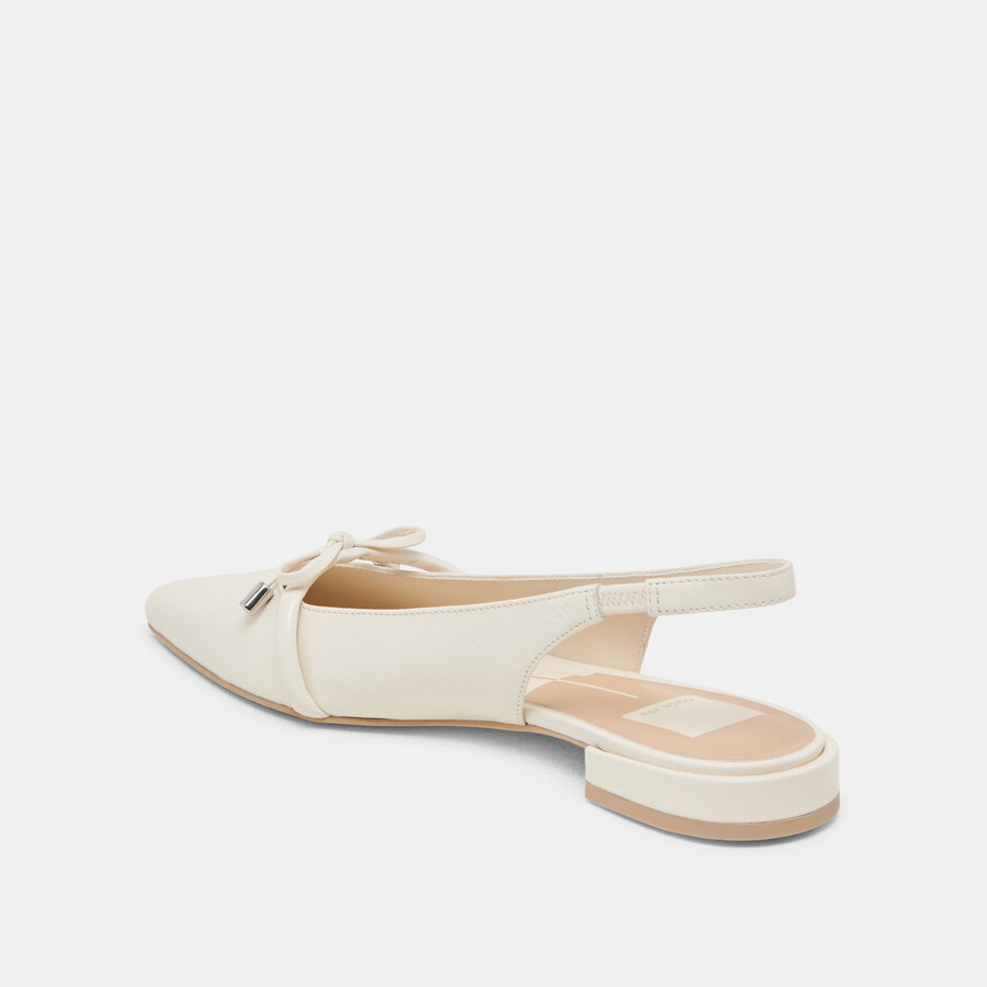 payge flats off white crinkle lackleder