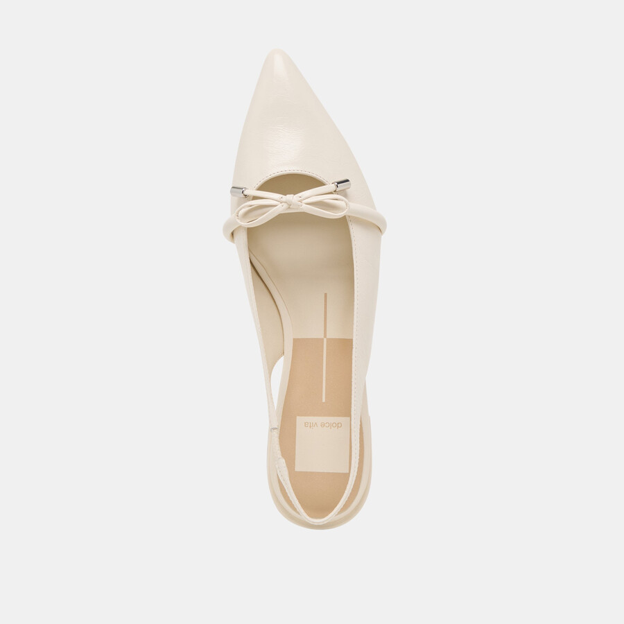 payge flats off white crinkle lackleder