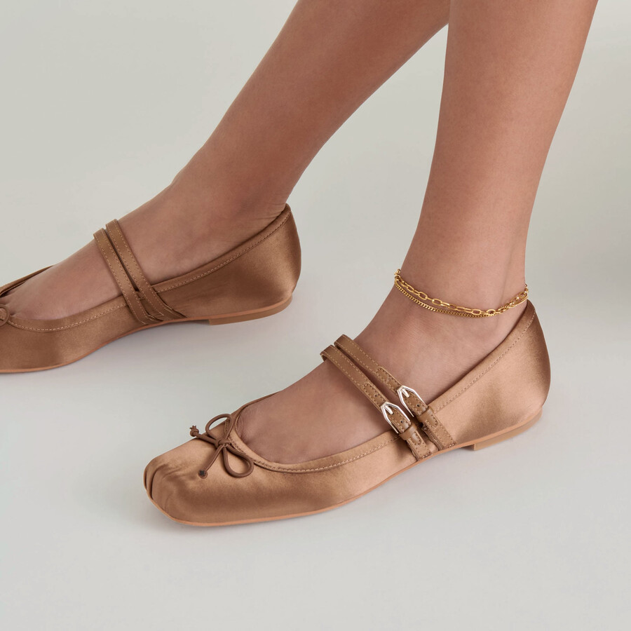 gibsen ballerinas mittelbraun satin