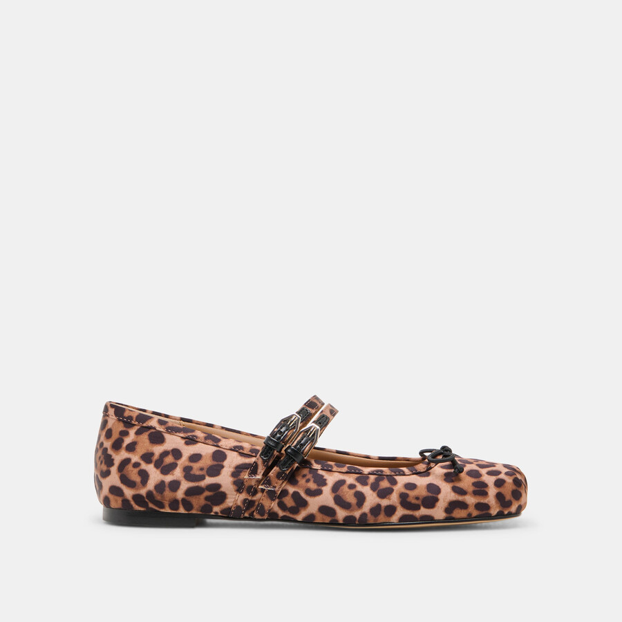 gibsen ballerinas aus dunkelbraunem leoparden-satin
