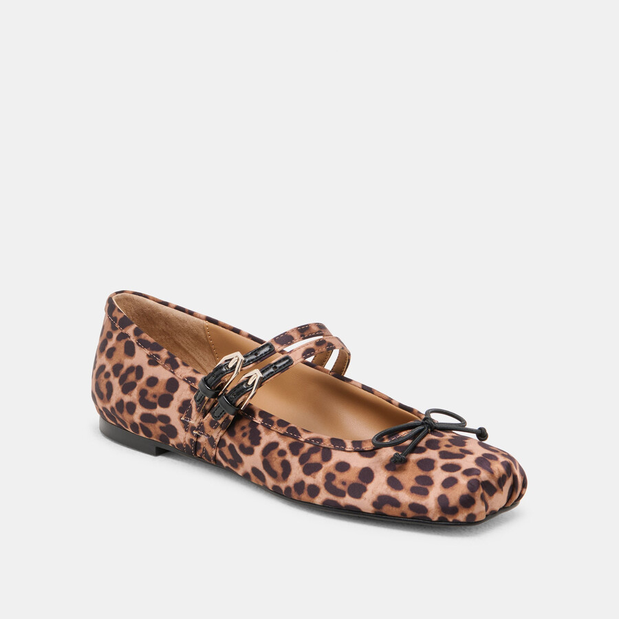 gibsen ballerinas aus dunkelbraunem leoparden-satin