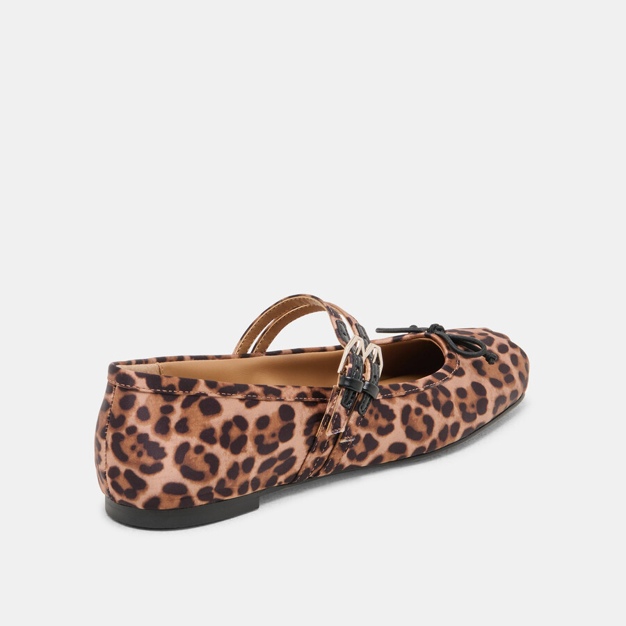 gibsen ballerinas aus dunkelbraunem leoparden-satin