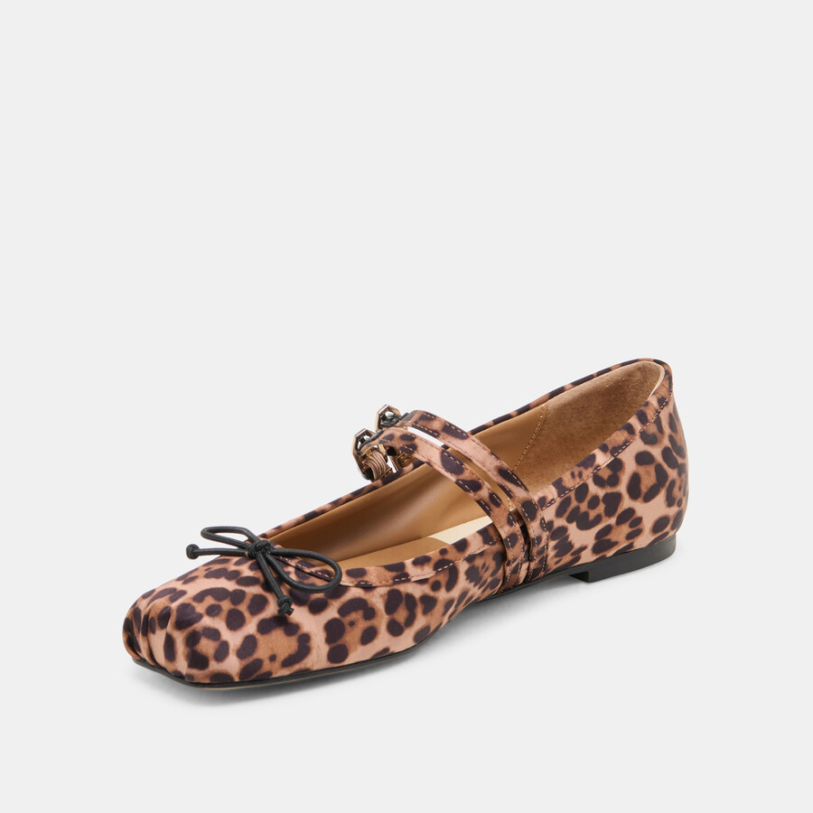 gibsen ballerinas aus dunkelbraunem leoparden-satin