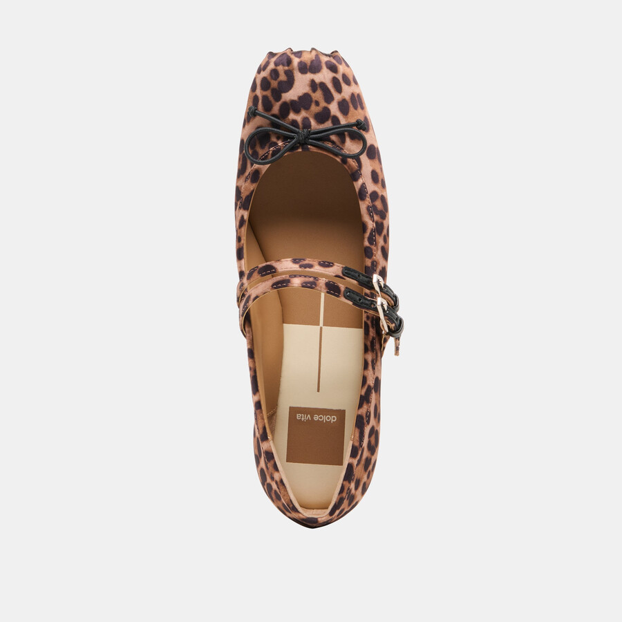 gibsen ballerinas aus dunkelbraunem leoparden-satin