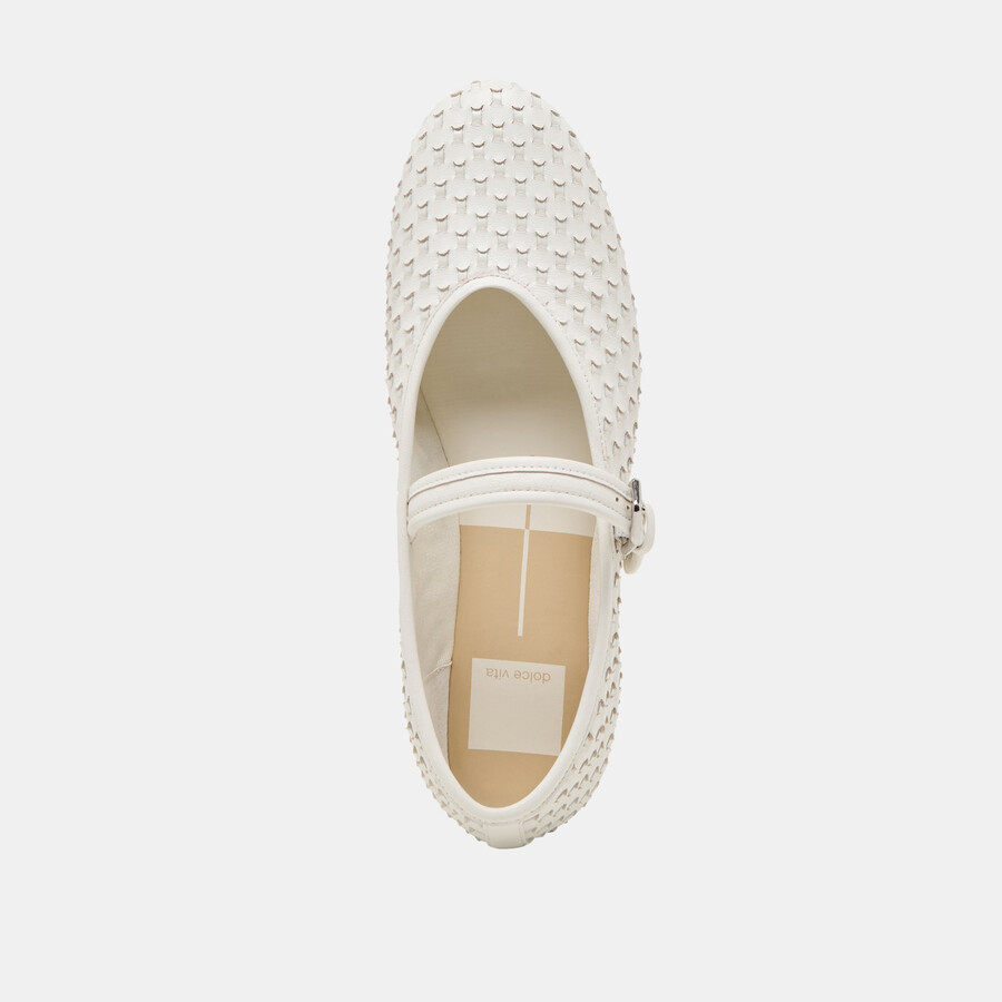 roslyn ballerinas aus gewebtem leder reinweiß