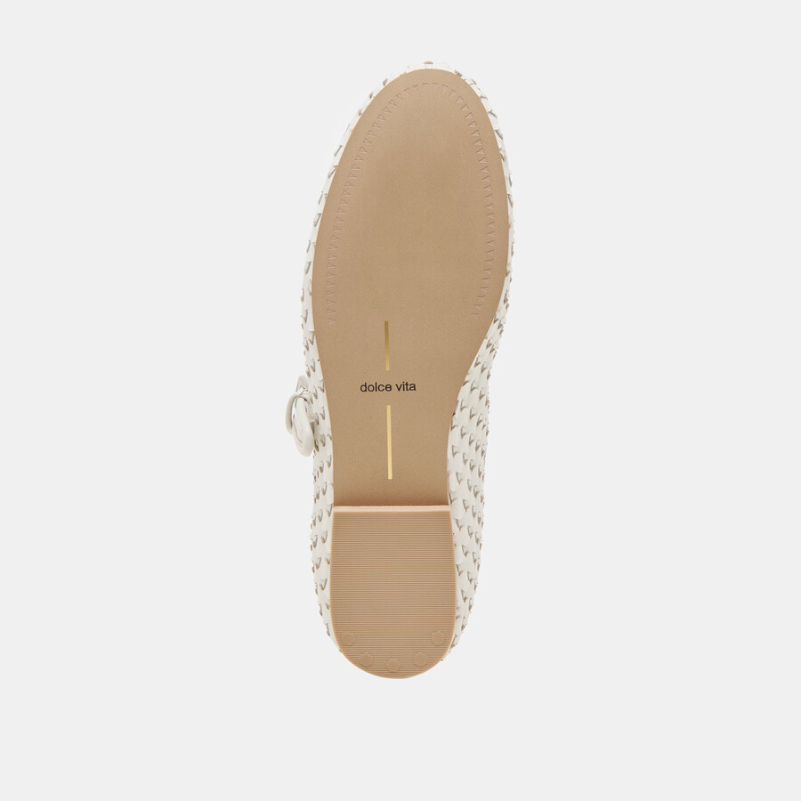 roslyn ballerinas aus gewebtem leder reinweiß