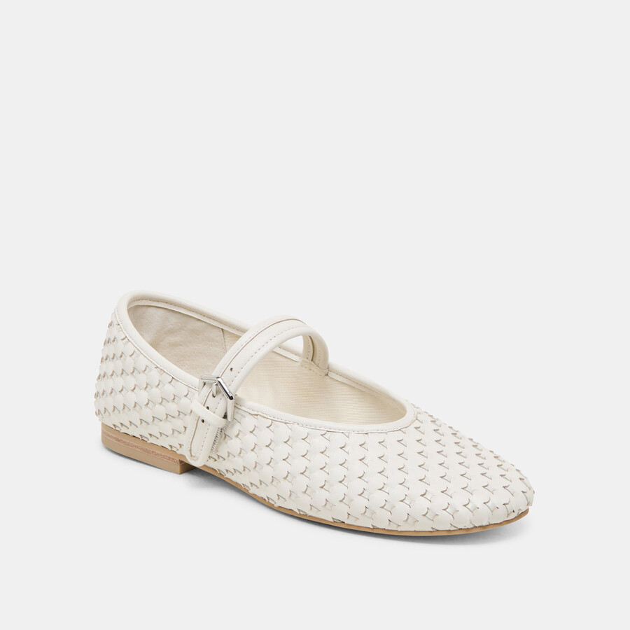 roslyn ballerinas aus gewebtem leder reinweiß