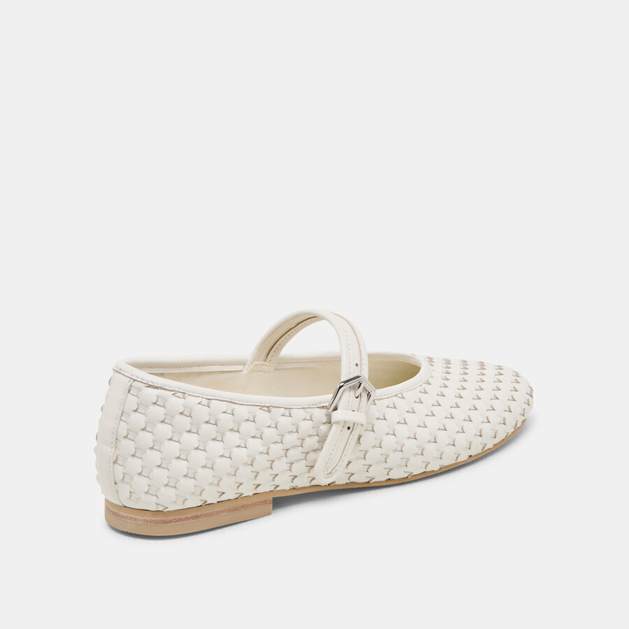 roslyn ballerinas aus gewebtem leder reinweiß