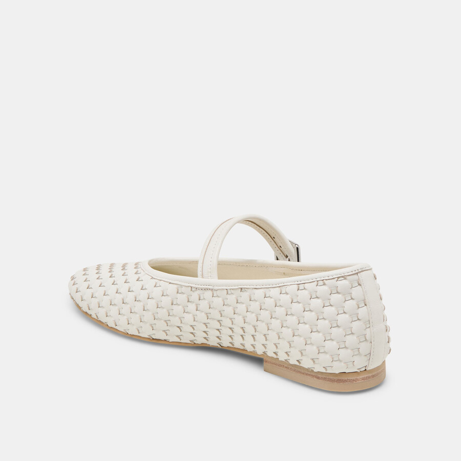 roslyn ballerinas aus gewebtem leder reinweiß