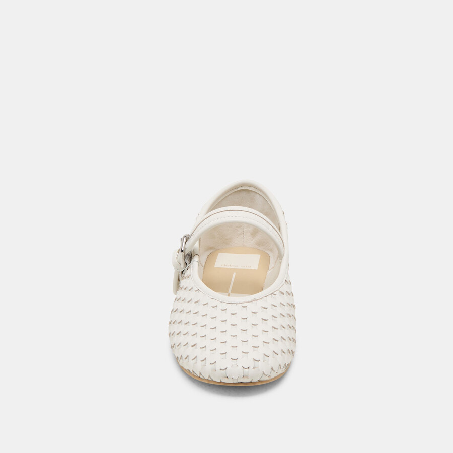 roslyn ballerinas aus gewebtem leder reinweiß