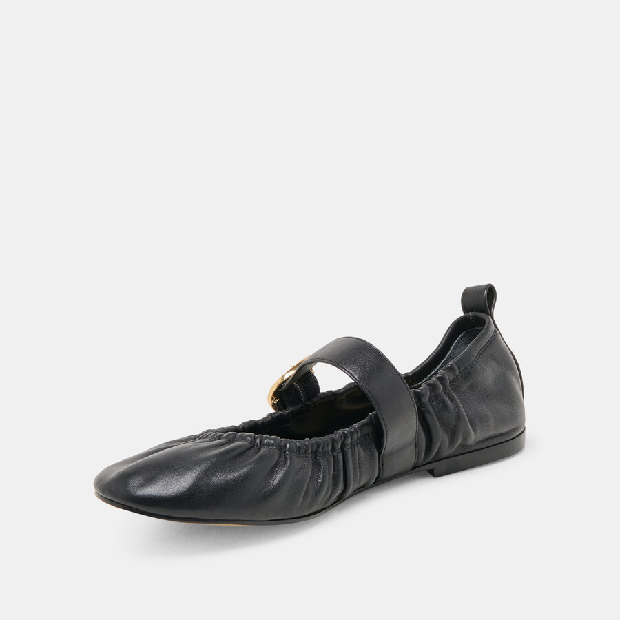 caely ballerinas aus schwarzem leder