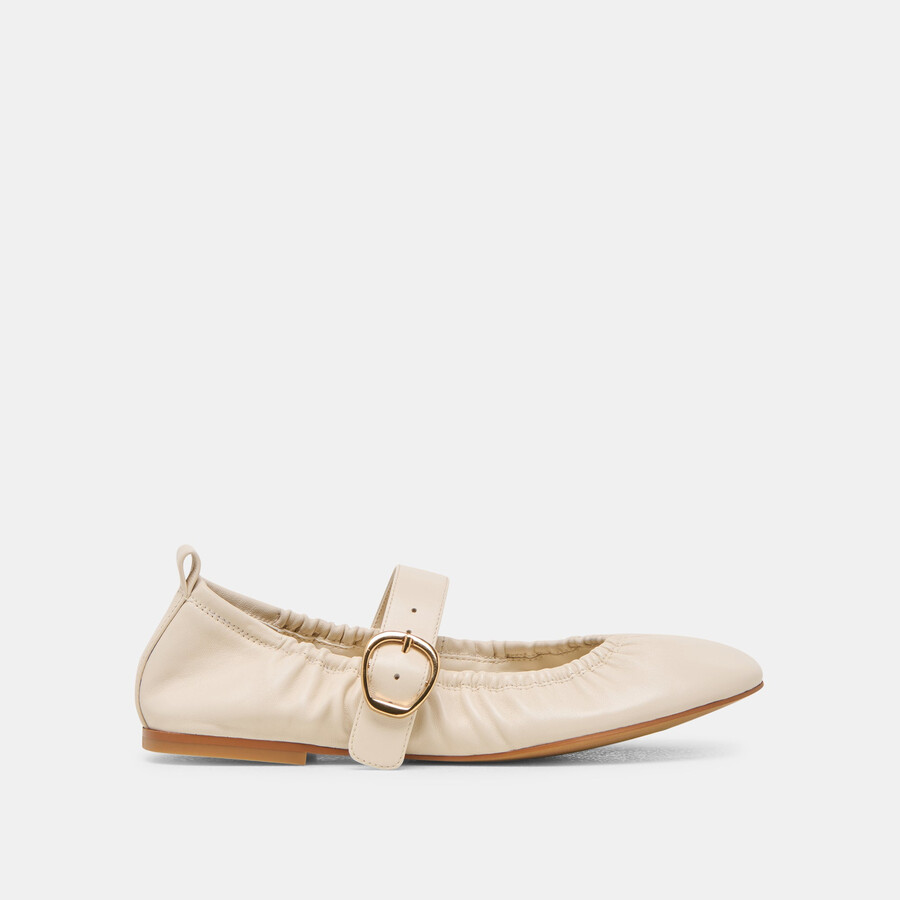 caely ballerinas aus elfenbeinfarbenem leder
