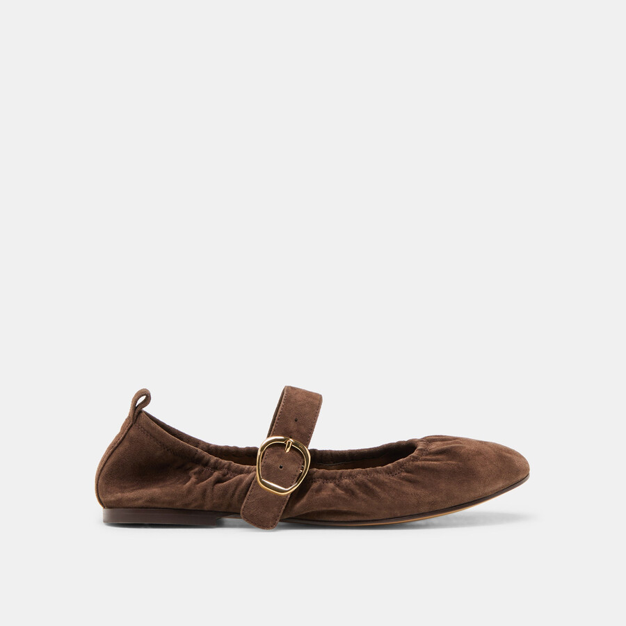 caely ballerinas aus dunkelbraunem wildleder