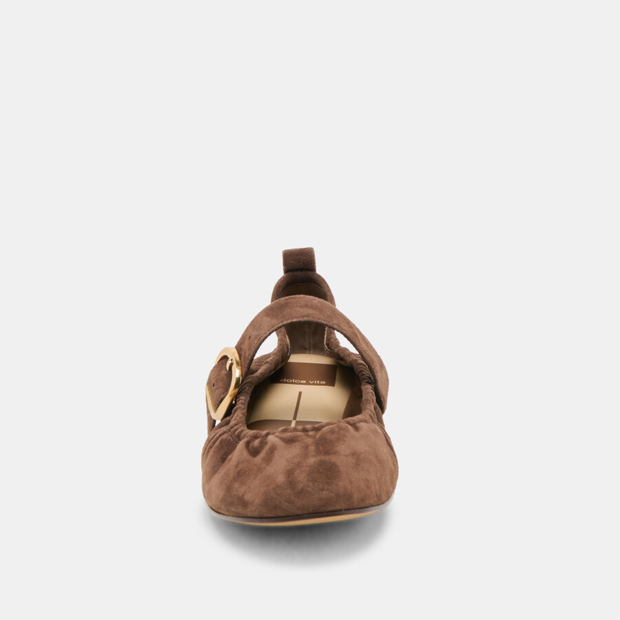 caely ballerinas aus dunkelbraunem wildleder
