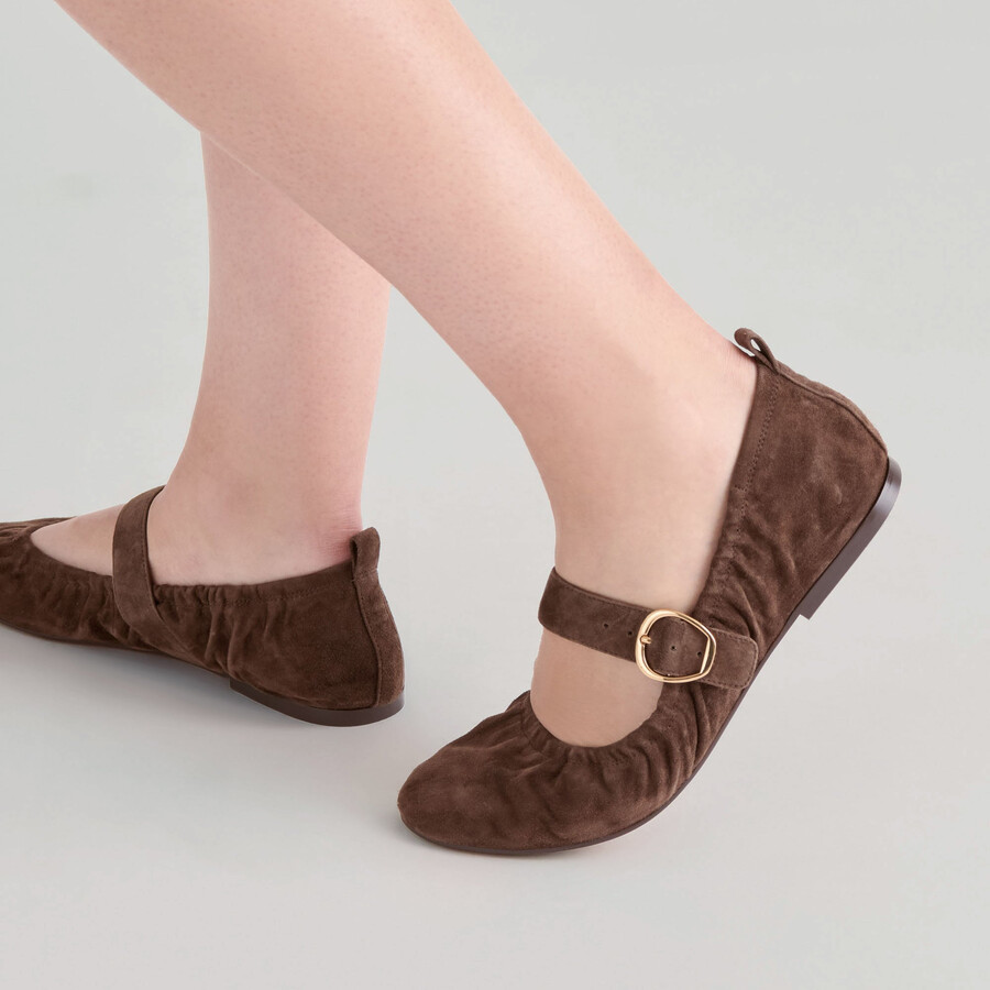 caely ballerinas aus dunkelbraunem wildleder