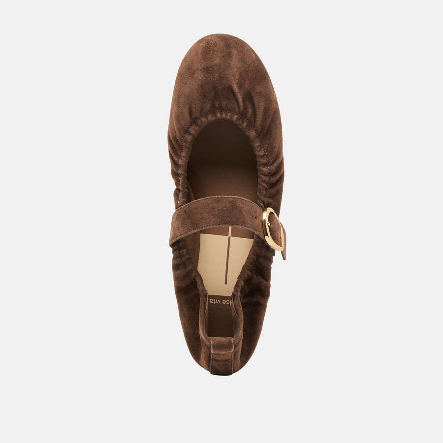 caely ballerinas aus dunkelbraunem wildleder