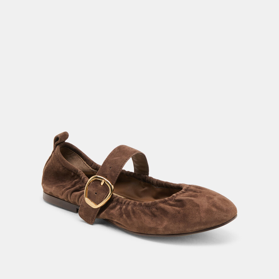 caely ballerinas aus dunkelbraunem wildleder