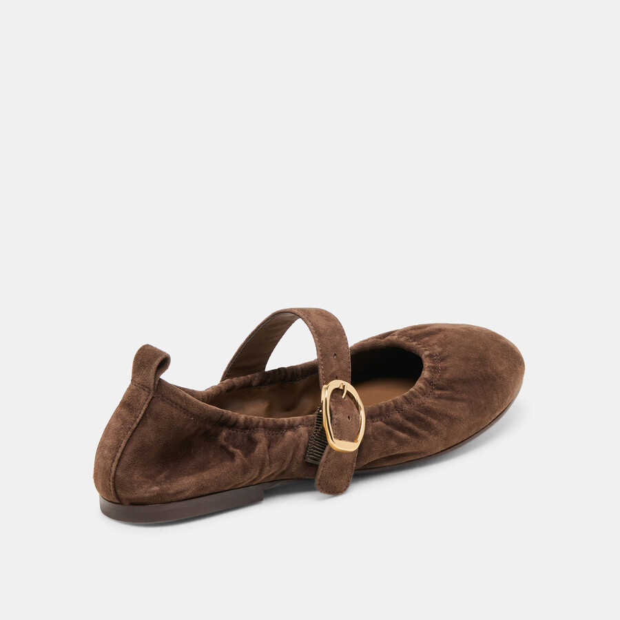 caely ballerinas aus dunkelbraunem wildleder