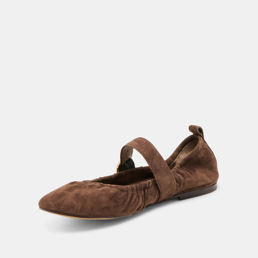 caely ballerinas aus dunkelbraunem wildleder