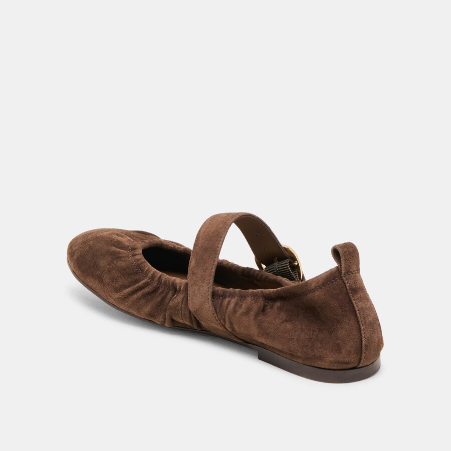 caely ballerinas aus dunkelbraunem wildleder