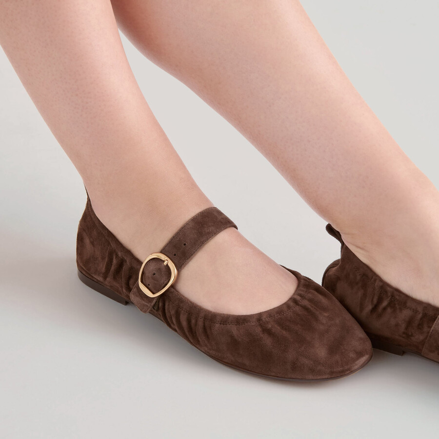caely ballerinas aus dunkelbraunem wildleder