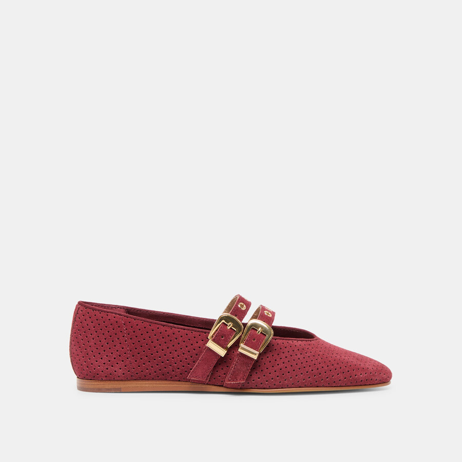 baylee ballerinas mit Ösen bordeauxrot perforiertes wildleder