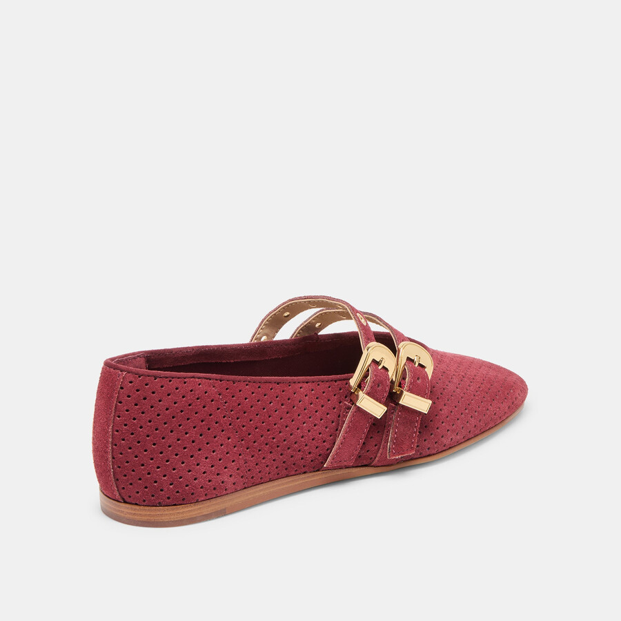 baylee ballerinas mit Ösen bordeauxrot perforiertes wildleder