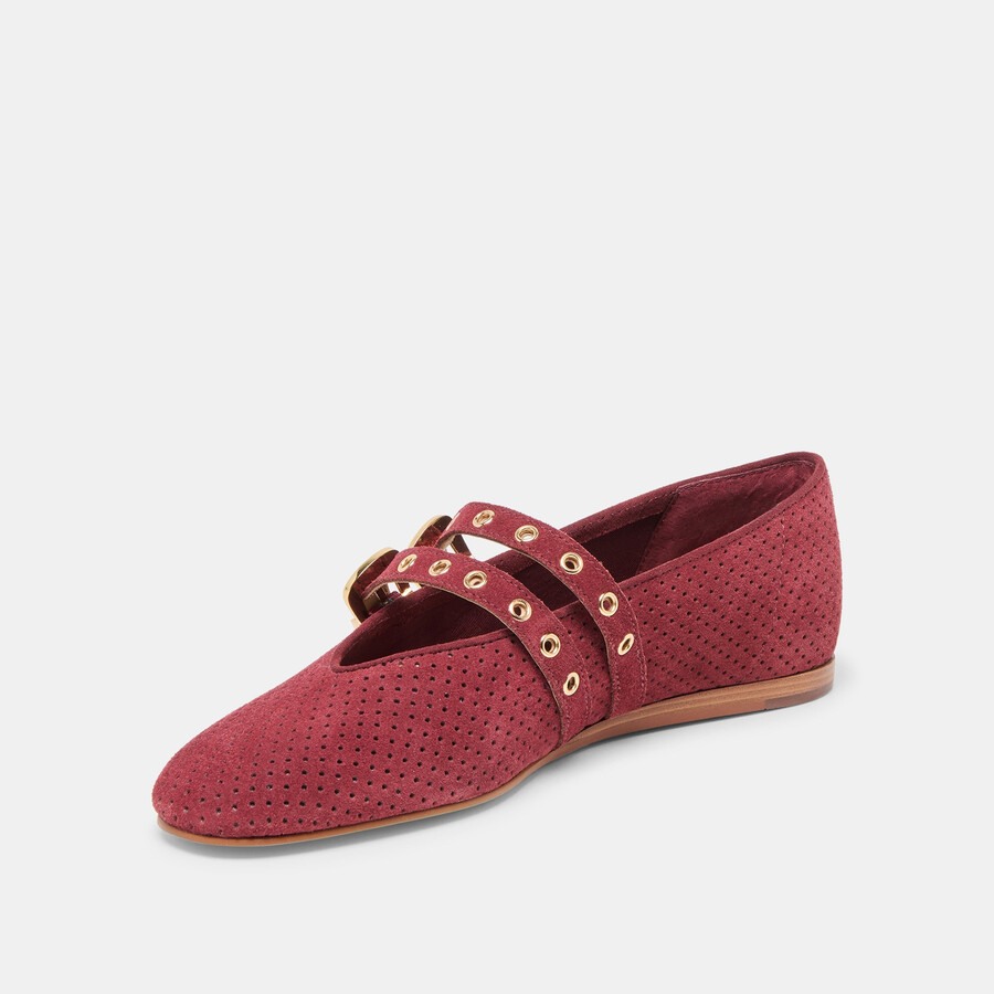 baylee ballerinas mit Ösen bordeauxrot perforiertes wildleder