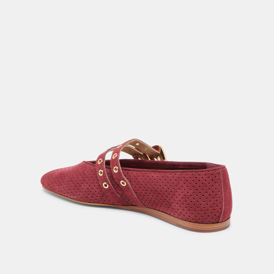 baylee ballerinas mit Ösen bordeauxrot perforiertes wildleder