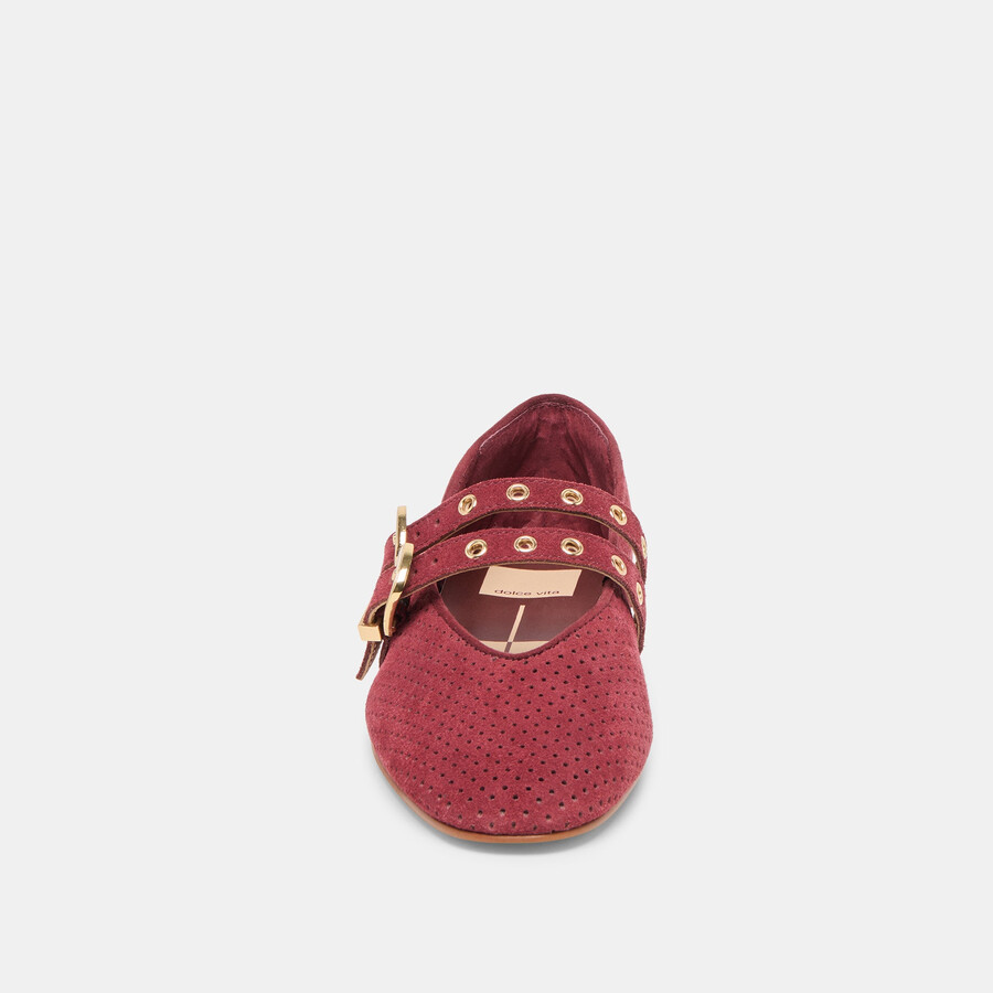 baylee ballerinas mit Ösen bordeauxrot perforiertes wildleder