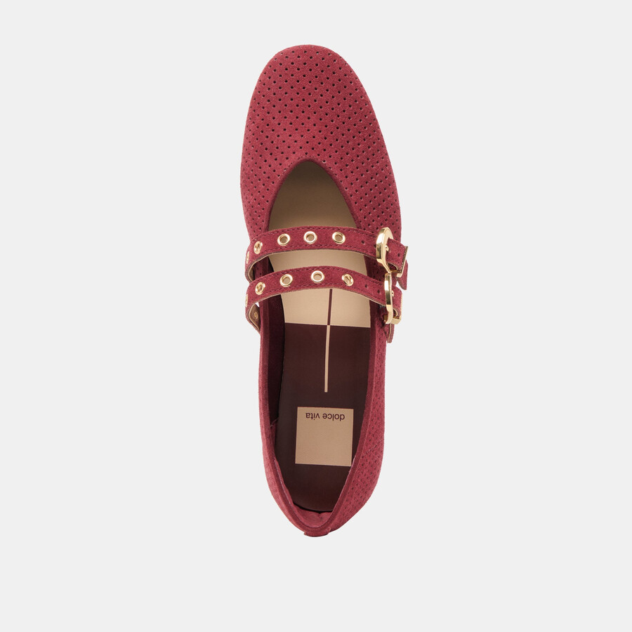baylee ballerinas mit Ösen bordeauxrot perforiertes wildleder