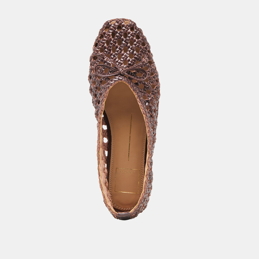 edda ballerinas braun gewebtes leder