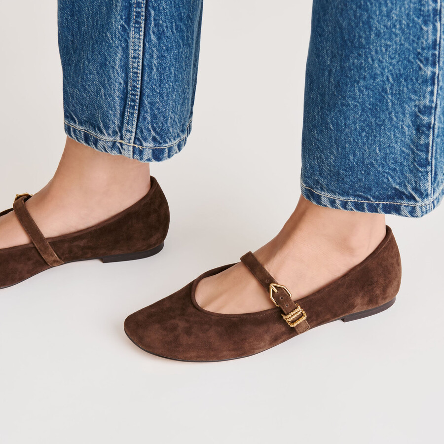 alizza ballerinas aus dunkelbraunem wildleder