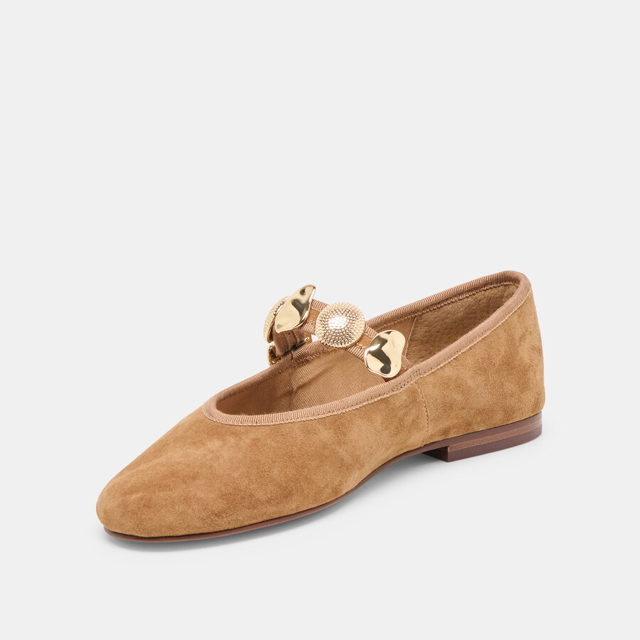 relan ballerinas aus hellbraunem wildleder